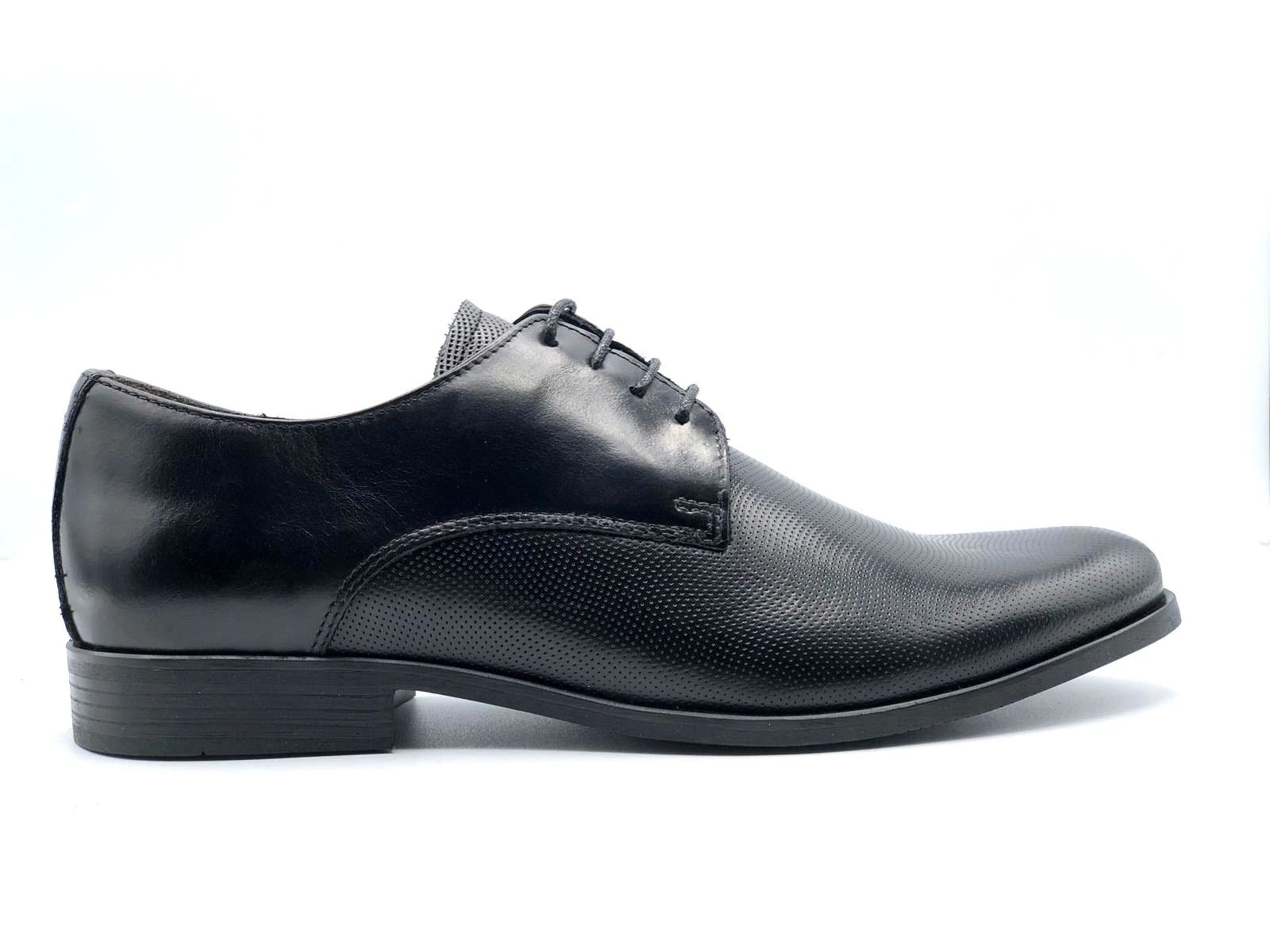SCARPA DERBY UOMO PEDULLA' LUXURY PELLE PUNTELLINATA NERA ART.7750A ARCADIA GALAXY GEMMA/GALAXY, FONDO IN CUOIO