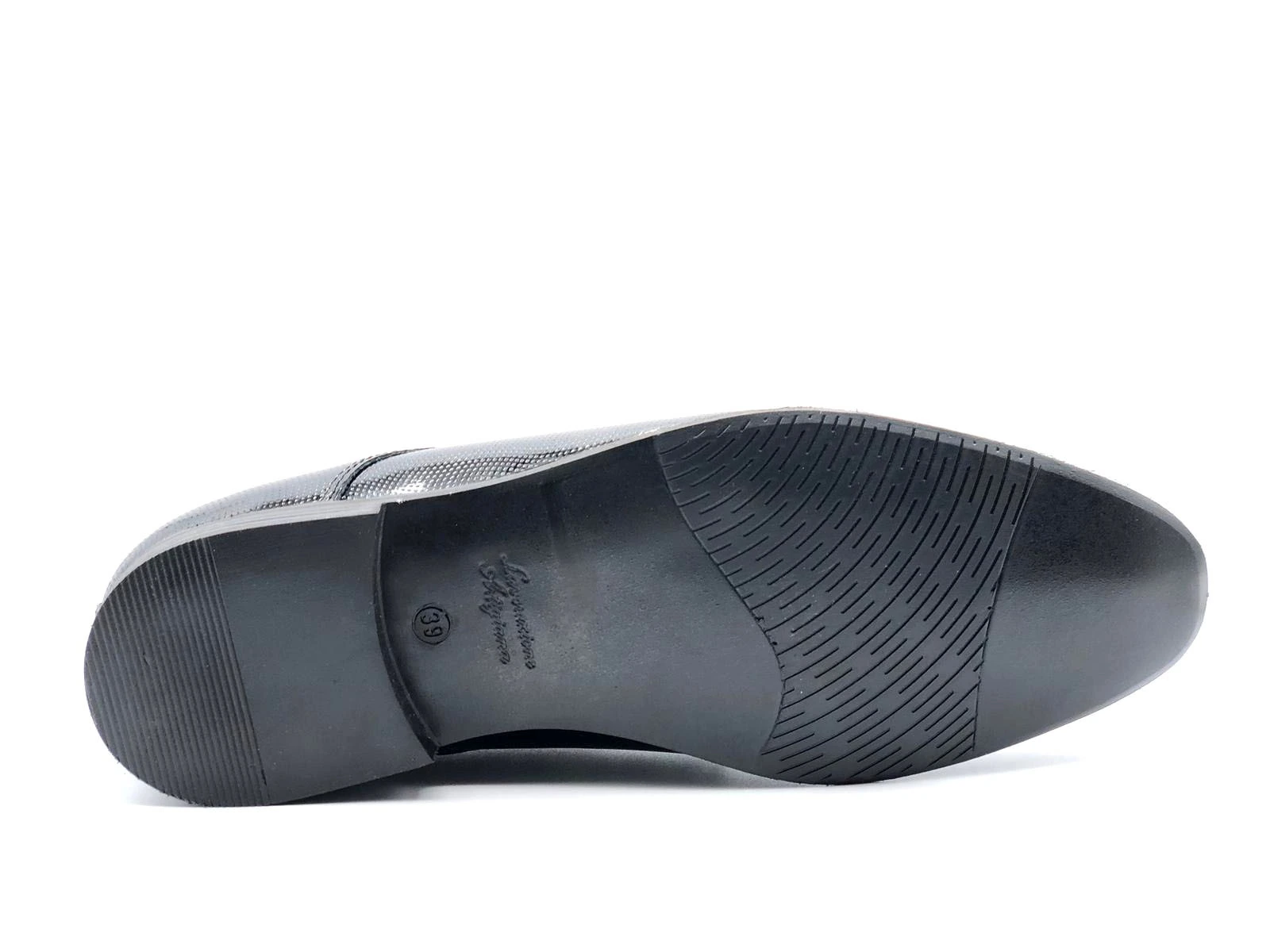 SCARPA SPOSO DERBY UOMO PEDULLA' LUXURY ART.2 7750A CAPRI VERNICE GEMMA NERO(PUNTELLINATO), FONDO IN CUOIO