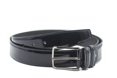 CINTURA ELEGANTE, ARTIGIANALE NS PRODUZIONE, CUCITA, IN VERNICE LUCIDA BLU DA 3 cm