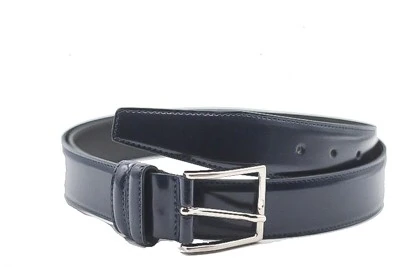 CINTURA ELEGANTE, ARTIGIANALE NS PRODUZIONE, CUCITA, IN VITELLO SPAZZOLATO BLU DA 3 cm
