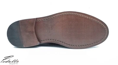 MOCASSINO UOMO CON NAPPINE IN PELLE DI VITELLO SPAZZOLATO BORDEAUX - BLU - NERO ,SUOLA IN DOPPIO CUOIO ART.313