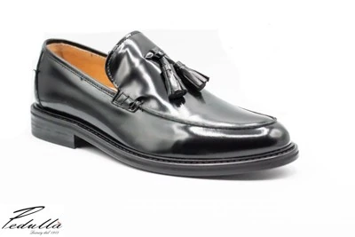 MOCASSINO UOMO CON NAPPINE IN PELLE DI VITELLO SPAZZOLATO BORDEAUX - BLU - NERO ,SUOLA IN DOPPIO CUOIO ART.313