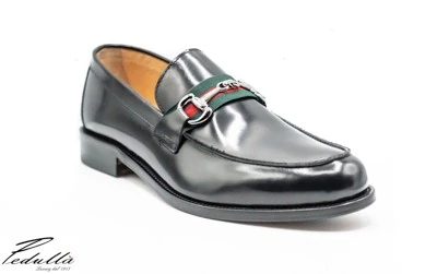 MOCASSINO MOD.GUCCI UOMO IN PELLE DI VITELLO, SPAZZOLATO NERO, SUOLA IN CUOIO 317