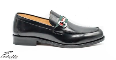 MOCASSINO MOD.GUCCI UOMO IN PELLE DI VITELLO, SPAZZOLATO NERO, SUOLA IN CUOIO 317