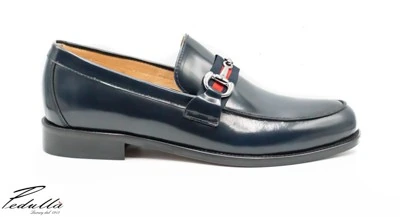 MOCASSINO MOD.GUCCI UOMO IN PELLE DI VITELLO, SPAZZOLATO BLU, SUOLA IN CUOIO 317