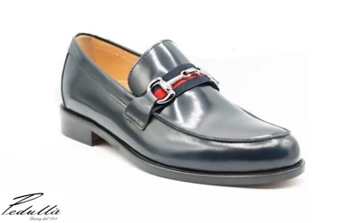 MOCASSINO MOD.GUCCI UOMO IN PELLE DI VITELLO, SPAZZOLATO BLU, SUOLA IN CUOIO 317