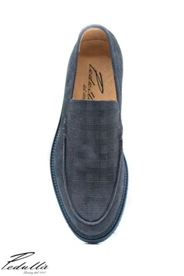 MOCASSINO UOMO IN CAMOSCIO PRINCIPE DI GALLES BLU,art 311 FONDO ULTRA LIGHT 311