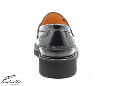 MOCASSINI UOMO, COLLEGE ABRASIVATO BLU, FONDO NERO 334