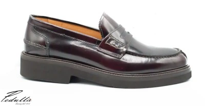 MOCASSINI UOMO, COLLEGE ABRASIVATO BORDEAUX, FONDO LIGHT NERO 334