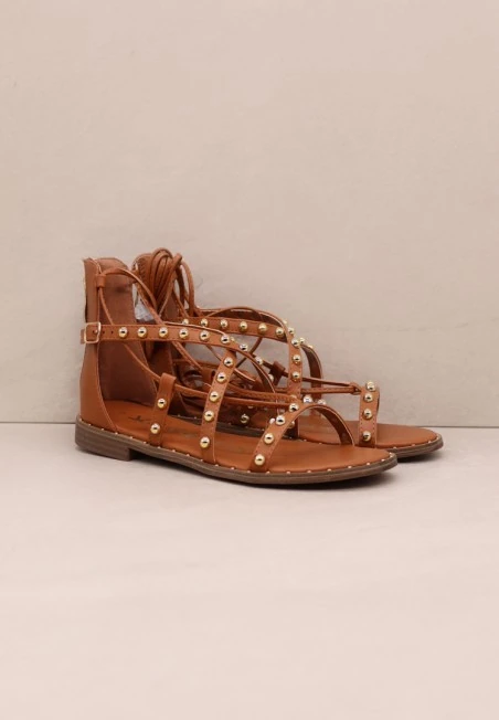 SANDALO DONNA ALLA SCHIAVA CON BORCHIE KHARISMA ART. 1274 CUOIO - NERO