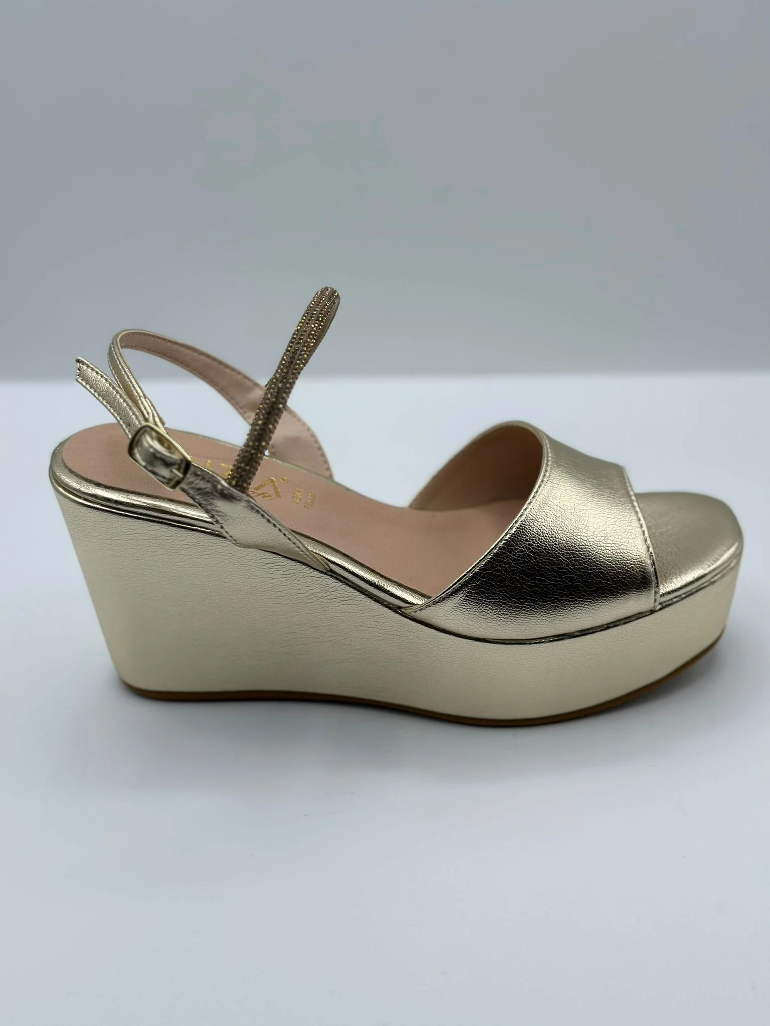 SANDALO CINZIA SOFT ARGENTO E PLATINO ZEPPA ALTA art. NDZC0192 003/005