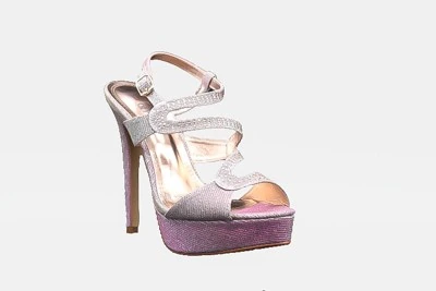 SANDALO DONNA ARMANDO OLIVIERI TESSUTO GLITTER ROSA&NUDE - PLATINO - BLU - ARGENTO ART. 36423 TACCO 13