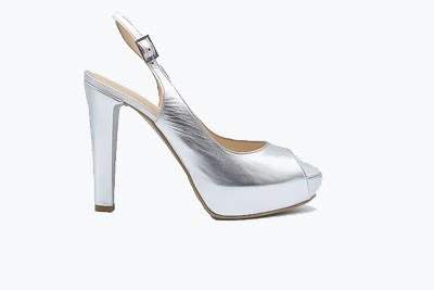 SCARPA DONNA PEDULLA' CERIMONIA 6433 SATINATO ARGENTO TACCO 12 cm PLATEAU 3 cm