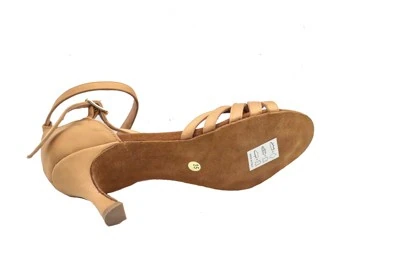 SCARPA DONNA DA BALLO PEDULLA' ART.130 RASO-TAN-NODO CUOIO TACCO 7 CM