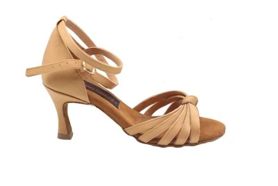 SCARPA DONNA DA BALLO PEDULLA' ART.130 RASO-TAN-NODO CUOIO TACCO 7 CM