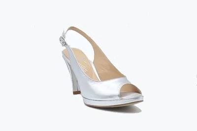 SCARPA DONNA PEDULLA' CERIMONIA 801 SATINATO ARGENTO TACCO 9 cm PLATEAU 1 cm