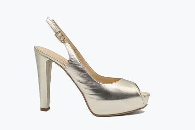 SCARPA DONNA ELEGANTE DA CERIMONIA ARTIGIANALI PEDULLA'6433 SATINATO PLATINO TACCO 12 cm PLATEAU 3 cm