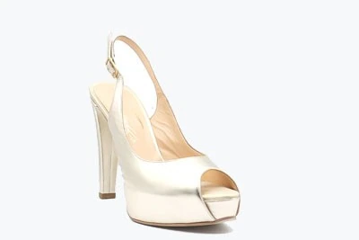 SCARPA DONNA ELEGANTE DA CERIMONIA ARTIGIANALI PEDULLA'6433 SATINATO PLATINO TACCO 12 cm PLATEAU 3 cm