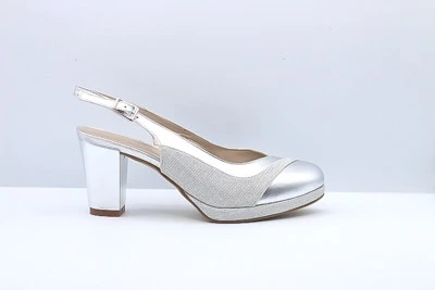 SCARPA DONNA PEDULLA' CERIMONIA 7013 SATIN ARGENTO GALASSIA ARGENTO TACCO 60 PLATEAU 1 CM