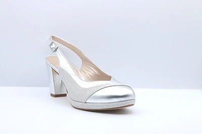 SCARPA DONNA PEDULLA' CERIMONIA 7013 SATIN ARGENTO GALASSIA ARGENTO TACCO 60 PLATEAU 1 CM