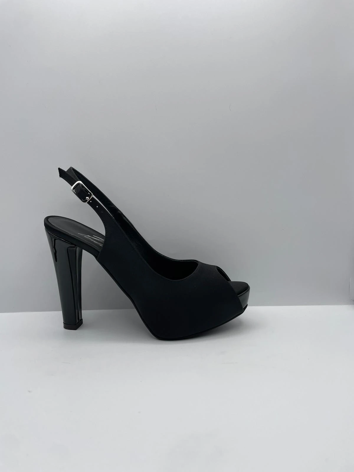 SCARPA DONNA PEDULLA' CERIMONIA 6433 RASO/VERNICE BLU - RASO/VERNICE NERO TACCO 12 cm PLATEAU 3 cm