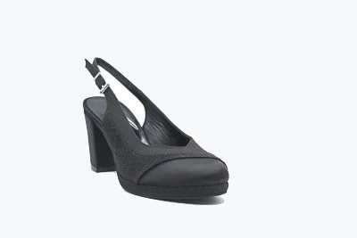 SCARPA DONNA PEDULLA' CERIMONIA 7013 RASO NERO GALASSIA NERO TACCO 60 PLATEAU 1 CM