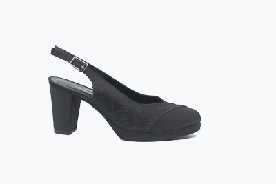 SCARPA DONNA PEDULLA' CERIMONIA 7013 RASO NERO GALASSIA NERO TACCO 60 PLATEAU 1 CM