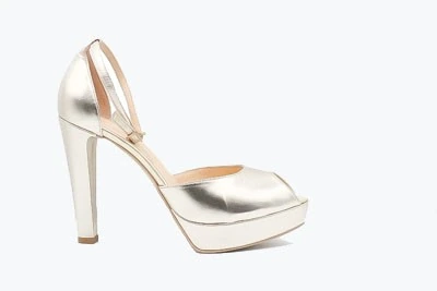 SCARPA DONNA PEDULLA' CERIMONIA 317 SATINATO PLATINO TACCO 12 cm PLATEAU 3 cm