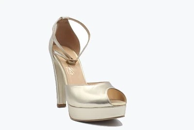 SCARPA DONNA PEDULLA' CERIMONIA 317 SATINATO PLATINO TACCO 12 cm PLATEAU 3 cm