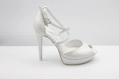 SANDALO SPOSA PEDULLA' IN PELLE PERLA ART. 481 TACCO A SPILLO 12 CM PLATEAU 2,5 CM