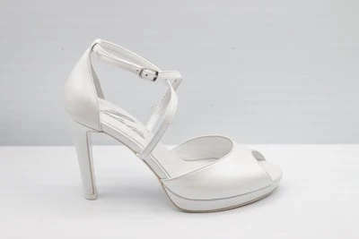 SANDALO SPOSA PEDULLA' IN PELLE PERLA ART. 481 TACCO 10 CM PLATEAU 1,5 CM