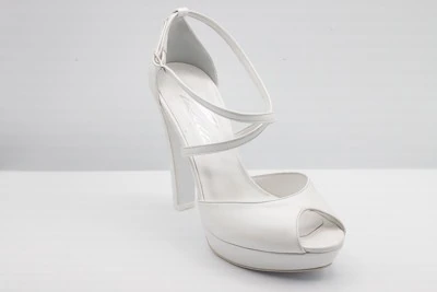 SANDALO SPOSA PEDULLA' IN PELLE PERLA ART. 481/G TACCO 12 CM PLATEAU 2,5 CM