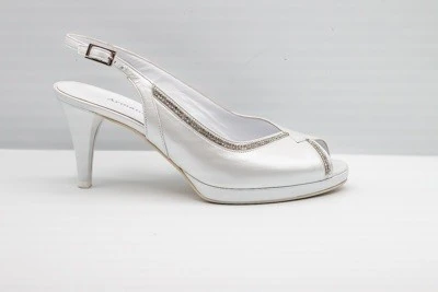 SCARPA SPOSA ARMANDO OLIVIERI PERLATO BIANCO/STRASS ART. 803 TACCO 8 CM
