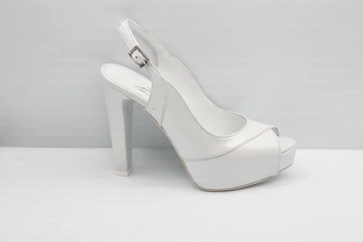 SCARPA SPOSA PELLE PERLATO BIANCO ART. 1535 TACCO 12 CM PLATEAU 3 CM
