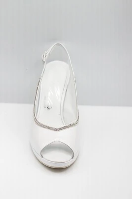SCARPA SPOSA ARMANDO OLIVIERI PERLATO BIANCO/STRASS ART. 806 TACCO 10 CM