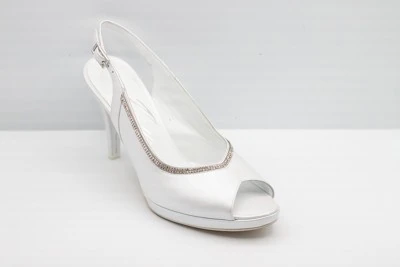 SCARPA SPOSA ARMANDO OLIVIERI PERLATO BIANCO/STRASS ART. 806 TACCO 10 CM