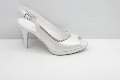 SCARPA SPOSA ARMANDO OLIVIERI PERLATO BIANCO/STRASS ART. 806 TACCO 10 CM