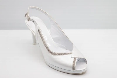SCARPA SPOSA ARMANDO OLIVIERI PERLATO BIANCO/STRASS ART. 803 TACCO 8 CM