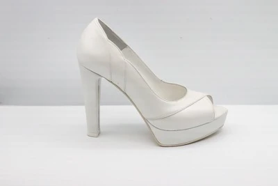 SCARPA SPOSA PEDULLA' OPEN TOE PELLE PARLATO BIANCO ART. 1529 TACCO 11 CM PLATEAU 2,5 CM