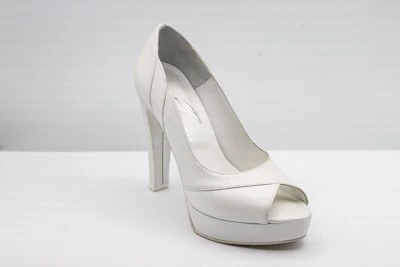 SCARPA SPOSA PEDULLA' OPEN TOE PELLE PARLATO BIANCO ART. 1529 TACCO 11 CM PLATEAU 2,5 CM