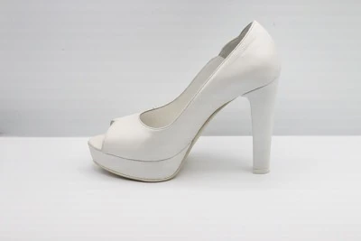 SCARPA SPOSA PEDULLA' OPEN TOE PELLE PARLATO BIANCO ART. 1529 TACCO 11 CM PLATEAU 2,5 CM