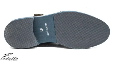 SCARPA UOMO BLU CON DOPPIA FIBBIA ARGENTO, FONDO BLU 320