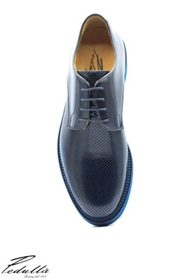 SCARPA UOMO DERBY ABRASIVATA FORATA BLU FONDO BLU 901