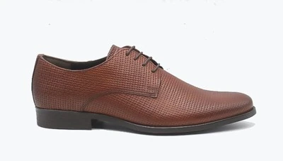 SCARPA DERBY UOMO PELLE DI VITELLO TRECCIA MARRONE, FONDO ULTRA LIGHT 7750A