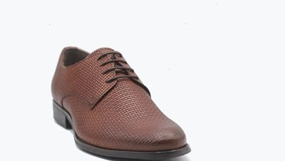 SCARPA DERBY UOMO PELLE DI VITELLO TRECCIA MARRONE, FONDO ULTRA LIGHT 7750A