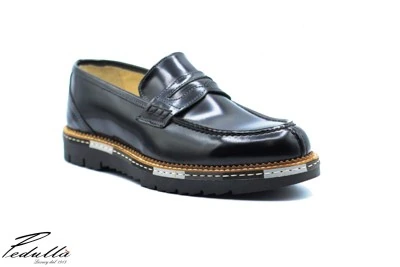 MOCASSINI COLLEGE UOMO ARTIGIANALE NERO ZEPPA LIGHT TRICOLORE 4397