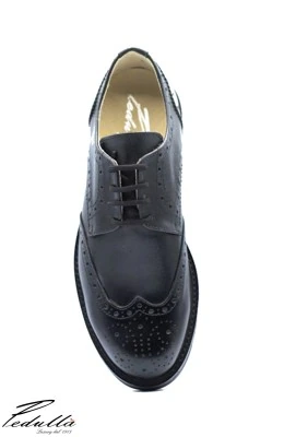 SCARPA UOMO ARTIGIANALE INGLESINA VITELLO NERO FONDO SUPER NERO 599