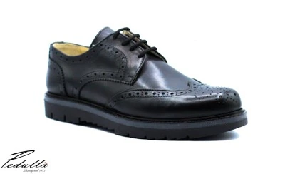 SCARPA UOMO ARTIGIANALE INGLESINA VITELLO NERO FONDO SUPER NERO 599