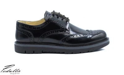 SCARPA UOMO ARTIGIANALE INGLESINA ABRASIVATO NERO FONDO SUPER NERO 493