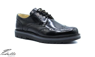 SCARPA UOMO ARTIGIANALE INGLESINA ABRASIVATO NERO FONDO SUPER NERO 493